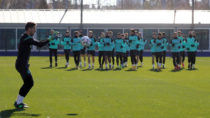 Oier Olazabal, en un entrenamiento del Espanyol.