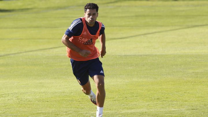 Raí Nascimento, en un entrenamiento con el Real Zaragoza.