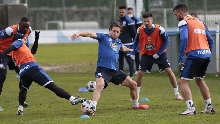 Keko Gontán, en el entrenamiento del Deportivo.