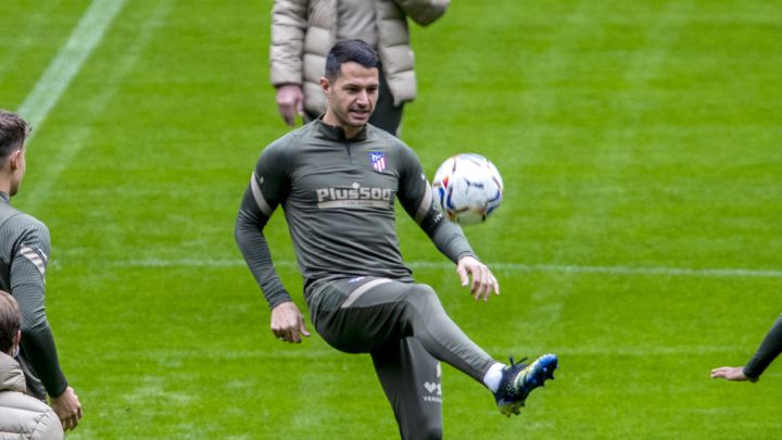 Vitolo, en un entrenamiento del Atlético.