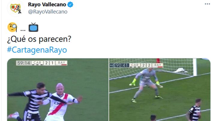 Captura del tuit del Rayo quejándose del VAR.