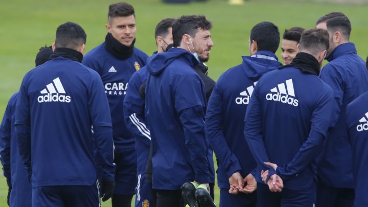 Cristian Álvarez, en el entrenamiento de esta mañana.