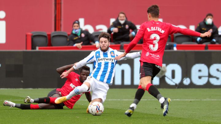 Miguelón se lesionó en el Mallorca-Espanyol del pasado domingo.
