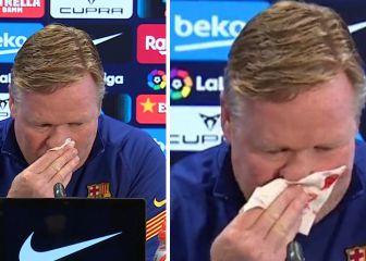 ¡Koeman empezó a sangrar en plena rueda de prensa!
