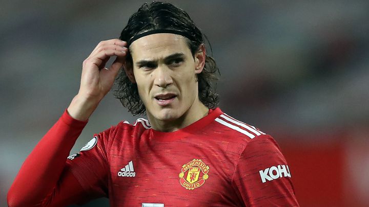 Edinson Cavani, en un partido con el Manchester United.