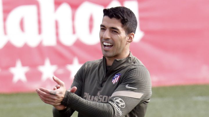 Luis Suárez, en un entrenamiento del Atlético.