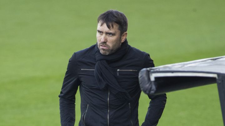 Eduardo Coudet durante el partido contra el Valladolid en Balaídos