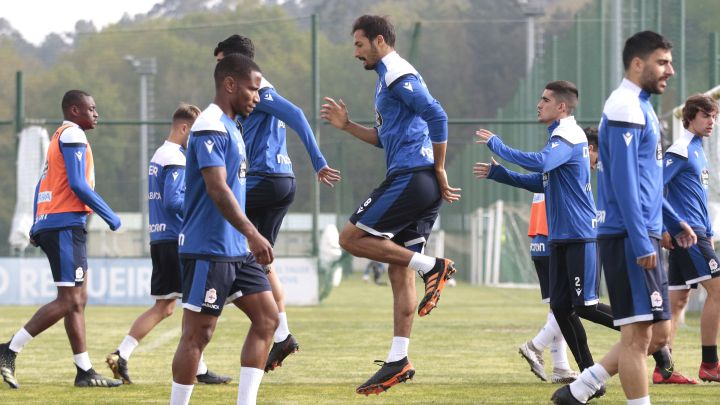 Borges, durante el entrenamiento del Deportivo en Abegondo.