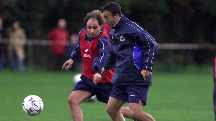 Fran y Manel, en un entrenamiento del Deportivo.
