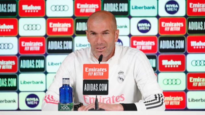 Zinedine Zidane, entrenador del Real Madrid, en rueda de prensa.