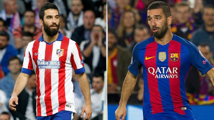 Arda Turan en el Atlético y en el Barcelona.