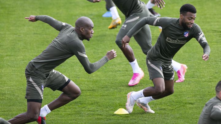 Kondogbia y Lemar, en el entrenamiento del Atlético.