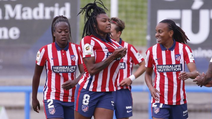 Ludmila celebra su gol con el Atlético