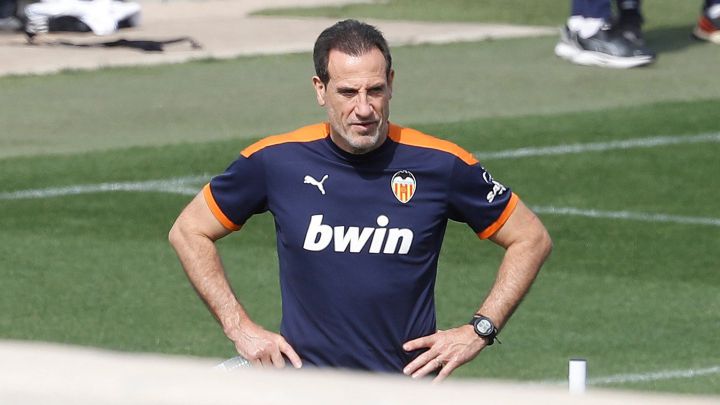 Voro González, en un entrenamiento del Valencia.