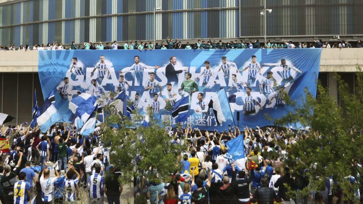 09/05/21 SEGUNDA DIVISION RCD ESPANYOL CELEBRACION FIESTA DEL ASCENSO A PRIMERA ESTADIO CORNELLA RCDE STADIUM SEGUIDORES