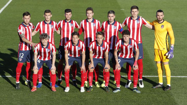Los jugadores del Atlético B antes de un partido.