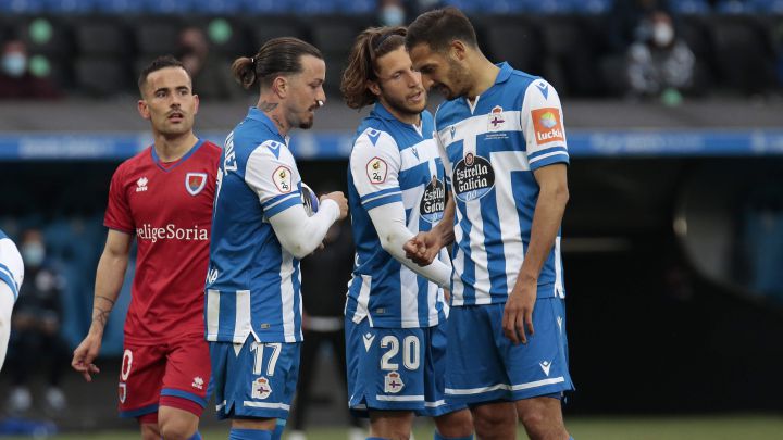 Menudo, en el partido del Numancia en Riazor de esta temporada (2-1).