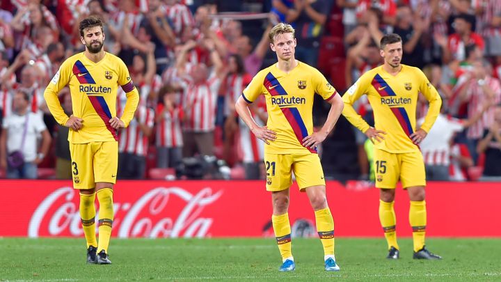 Piqué, De Jong y Lenglet.