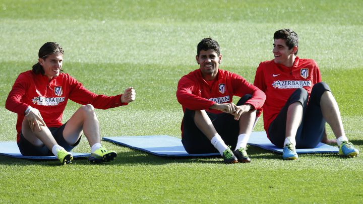 Filipe Luis, Diego Costa y Courtois.