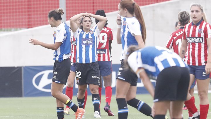 05/06/21 PARTIDO FUTBOL FEMENINO PRIMERA DIVISION ATLETICO DE MADRID vs ESPANYOL TRISTEZAS JUGADORAS ESPANYOL