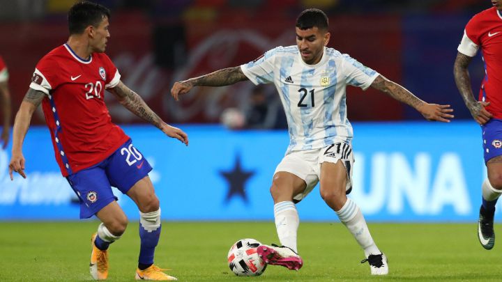 Ángel Correa, durante el Argentina-Chile,