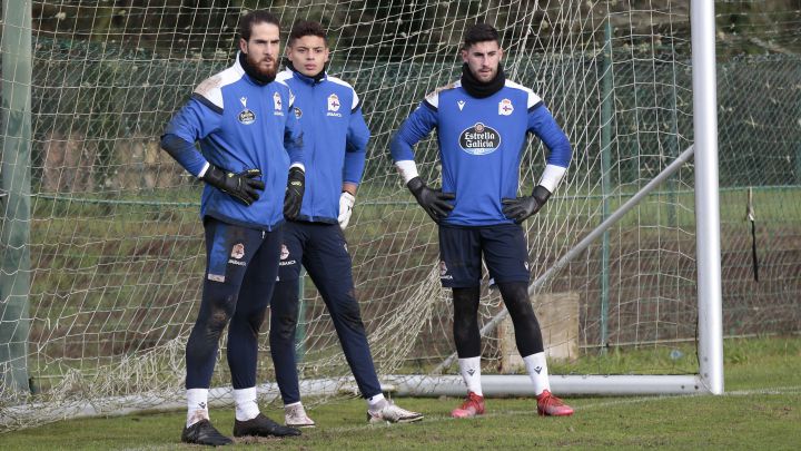 Los porteros del Depor Carlos Abad, Lucho y Pablo Brea.