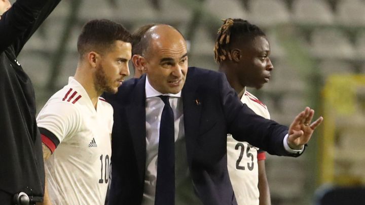 Hazard y Roberto Martínez