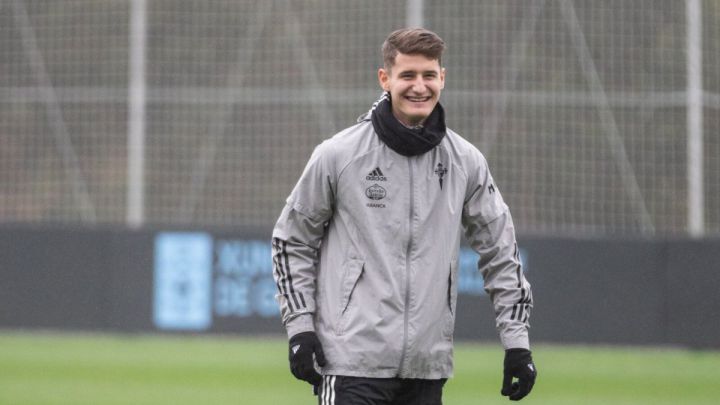 Miguel Baeza durante un entrenamiento con el Celta