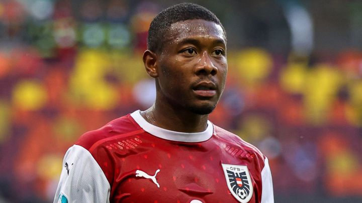 David Alaba, defensa del Real Madrid, en un partido de la Eurocopa 2020 con Austria.