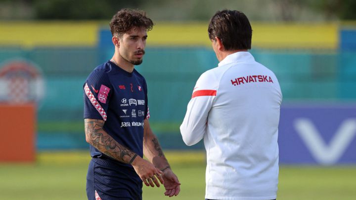 Vrsaljko, del Atlético de Madrid, en un entrenamiento con Croacia.