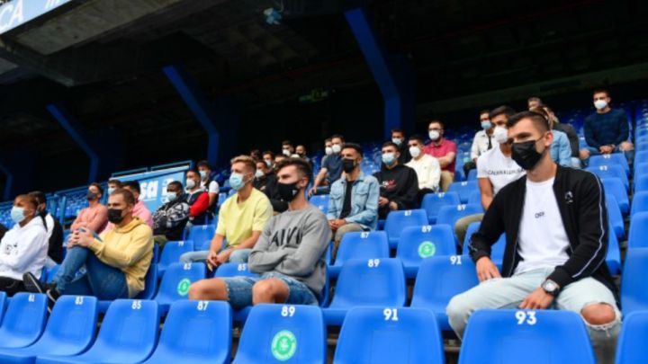 Los jugadores del Deportivo, en Riazor el primer días de pretemporada.