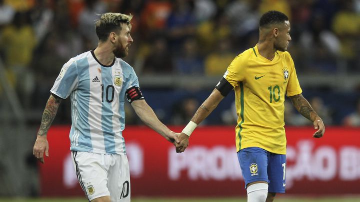 Neymar y Messi, en un Brasil-Argentina en Mineirão en 2016.