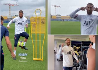 Watch Sergio Ramos at first PSG training session