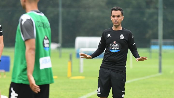 Borja Jiménez en un entrenamiento con el Deportivo