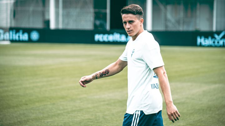 Franco Cervi durante un entrenamiento del Celta en Marbella