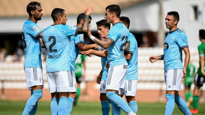 Los jugadores del Celta celebran un gol contra el Atlético Sanluqueño