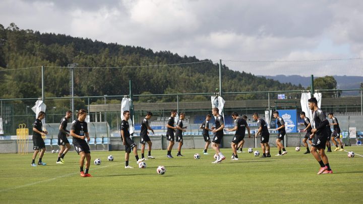 La plantilla del Deportivo, en un entrenamiento.