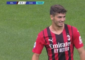 La cara de Brahim Díaz con su inesperado gol ante Cagliari
