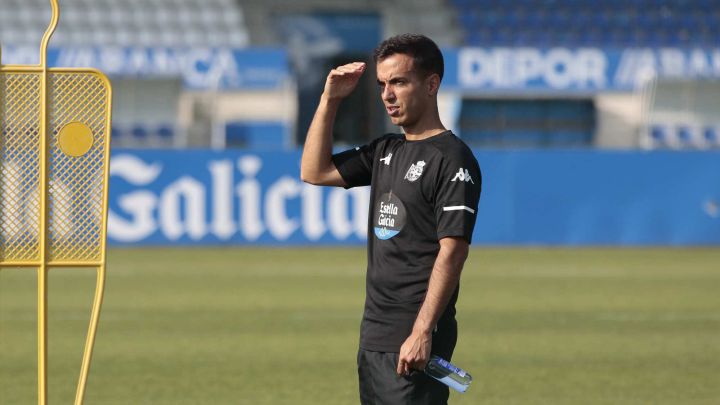 Borja JIménez en un entrenamiento con el Deportivo.