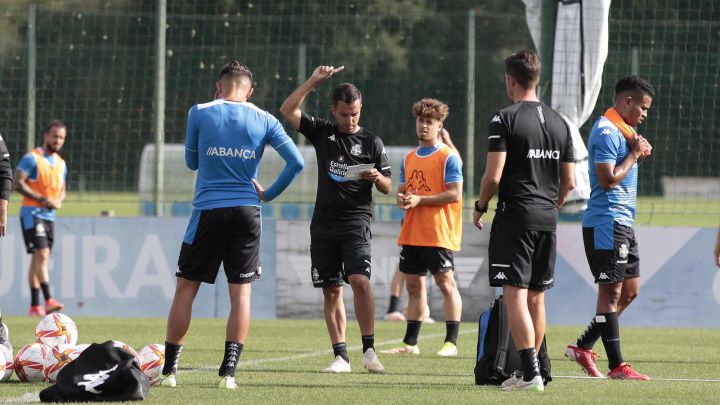 Borja Jiménez, durante un entrenamiento del Deportivo.