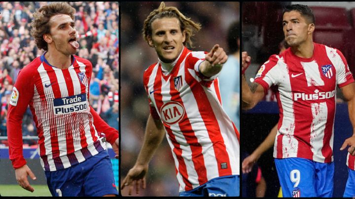 Griezmann, Forlán y Luis Suárez con el Atlético.