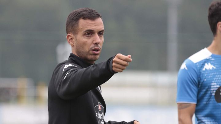 Borja Jiménez en el entrenamiento del Deportivo.