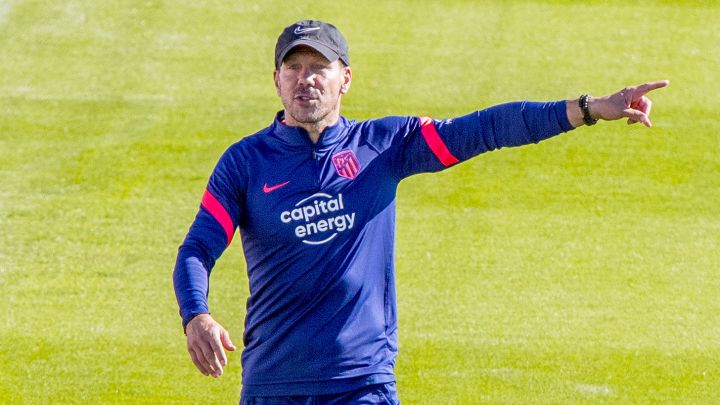 SImeone, en la sesión del Atlético.