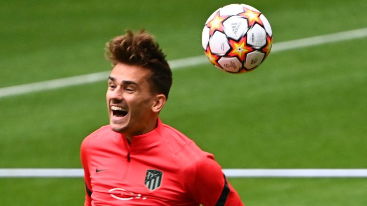 Griezmann, en un momento del último entrenamiento del Atlético antes de enfrentarse al Oporto.