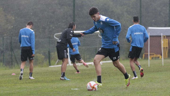 Trilli, en el entrenamiento del Deportivo.