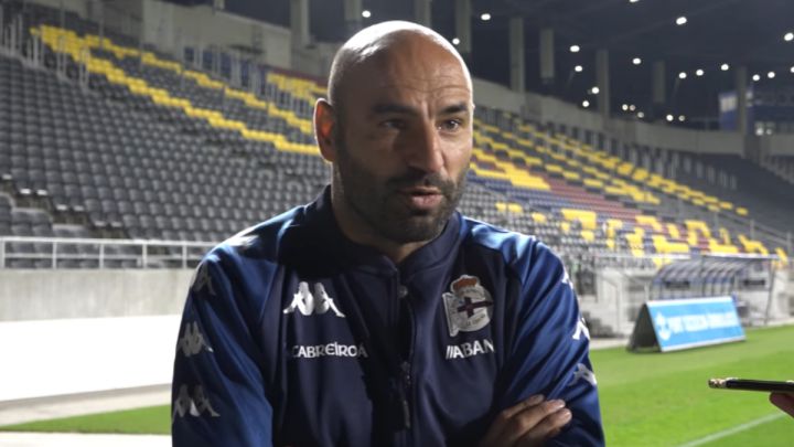 Manuel Pablo después del partido de la Youth League con el Deportivo.