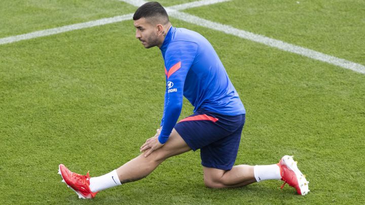 Correa, en el entrenamiento del Atlético
