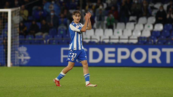 Noel, en el partido del Deportivo ante el Sanse.