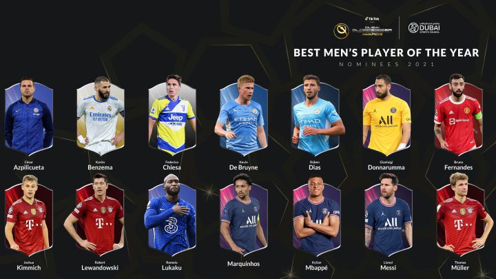 Jugadores nominados a mejor jugador de 2021 en los Premios Globe Soccer.