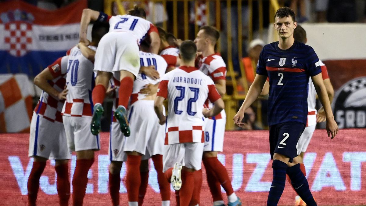 Jugadores de Croacia celebran el empate ante Francia en la Nations League.